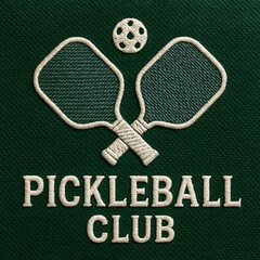 Embroidered Pickleball Club Logo on Green Textile