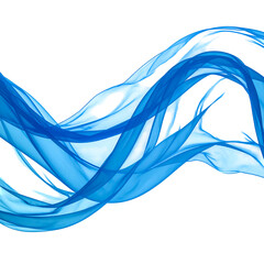 Flowing, translucent blue fabric against a black backdrop, creating a dynamic, airy effect