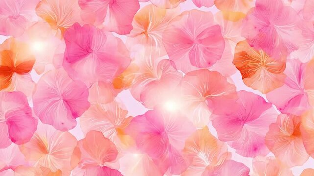 Soft pastel watercolor flower petals scattered across a light background forming a delicate floral pattern ideal for wedding decor invitations spring themes and nature backgrounds