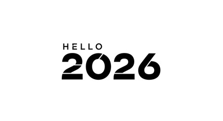 Hello 2026 Text Design | Bold Minimal New Year Typography Graphic