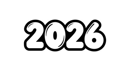Bold Cartoon Style 2026 Text | Fun Bubble Font New Year Design