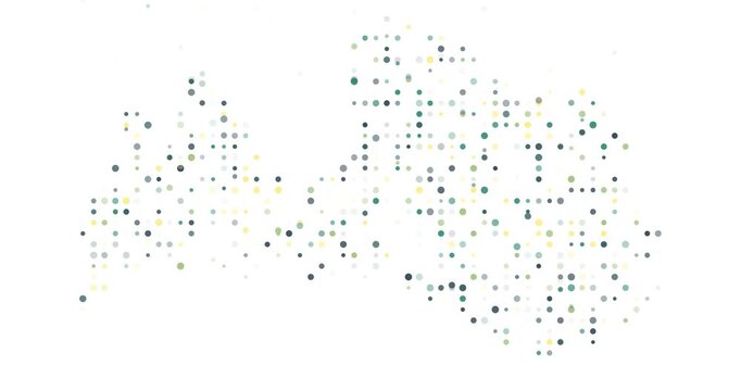 Flying Spheres Creating the Map Shape of Latvia in Digital Video