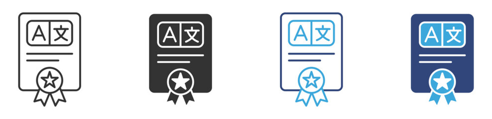Language Certificate With Ribbon icon set, Vector Illustration.   © Habiba Anika