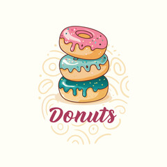 Colorful Donuts Vector Set – Sweet Dessert Illustrations for Bakery, Café, and Party Designs	