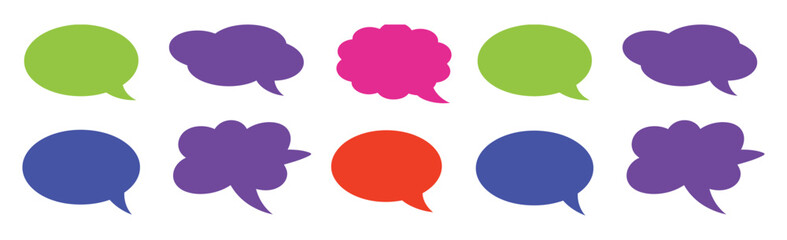 Set of speech bubbles. communication concept, Speak bubble text, vector set of flat message bubbles show chat bubble or dialog boxes on white background.