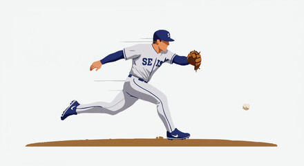 Fototapeta premium Baseball pitcher in action throwing a baseball.