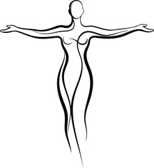 Obraz premium Abstract continuous line art of a human torso isolated on white background