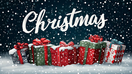 Christmas gifts presents holiday celebration winter snow festive season