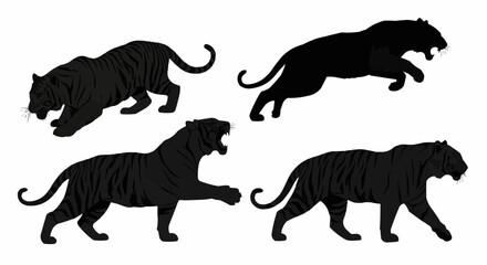 Tiger Silhouette Set on White