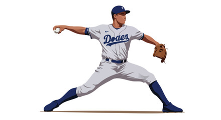 Naklejka premium Baseball Pitcher Throwing a Baseball.