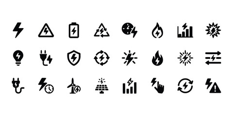 sources., signs., black, usage, symbols, bolts, solar, includes, flames, chart, turbine, warning, power, design, concepts, (330), background, flame, lightbulbs, sustainable, renewable, levels, also, l