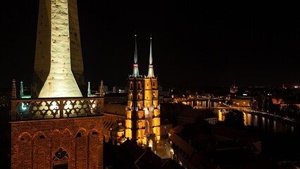 Wrocław by night by drone