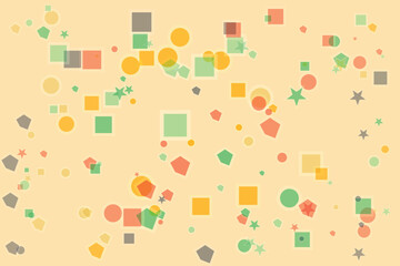 Abstract Geometric Pattern with Circles Squares Stars and Polygons on Light Orange Background for Creative and Artistic Designs and Modern Backgrounds