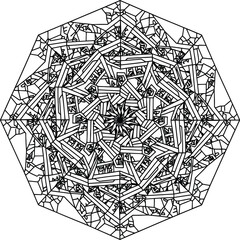 Vector octagonal geometric mandala inspired by Kyoto architectural pattern, abstract symmetrical decorative design