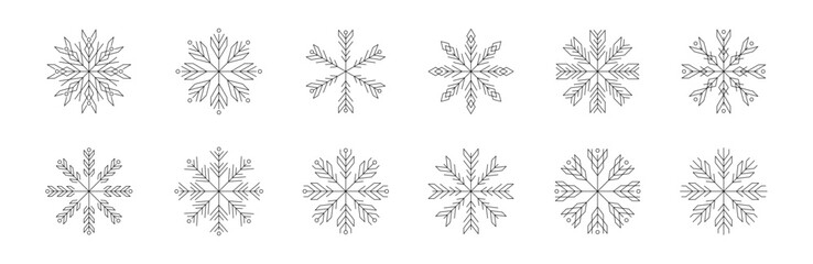 Festive snowflake patterns for winter designs and christmas decoration projects