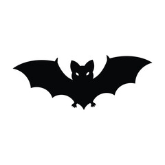Black bat silhouette with glowing eyes white background