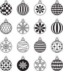 Christmas balls icons set