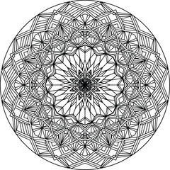Vector geometric mandala inspired by Kyoto heritage style, abstract layered symmetry design