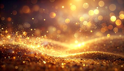 Obraz premium Golden Glittering Bokeh Background with Sparkling Particles
