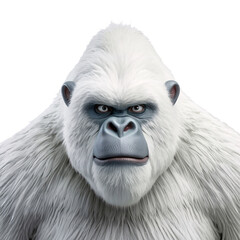 Majestic white yeti with piercing gaze, a captivating creature of legend and mystery, perfect for fantasy projects, captivating audiences with its unique charm