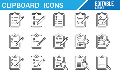 Vector Collection of Clipboard Icons for Business, Office, and Digital Organization Use