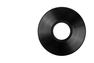 Vinyl record isolated on transparent background, a classic music medium for listening to music
