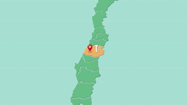 Mapa de Chile con divisi&oacute;n pol&iacute;tica resaltando la regi&oacute;n Maule y su capital Talca