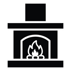 Black fireplace with burning flames hearth chimney