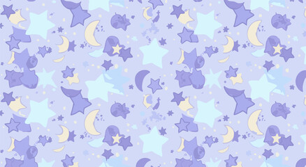 Cute Lavender Night Sky Pattern