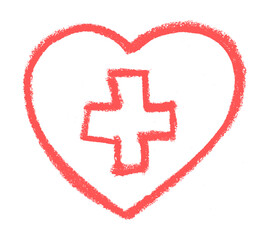 Heart Medicine Health Related Icon Crayon Chalk Drawing Doodle Vector