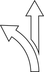 Fototapeta premium Road or way direction outline arrow icon . One-way, Two-way, Three-way direction arrow sign. Fork sign, Way pointer symbol. Turn arrow navigation sign. Traffic route. Vector illustration !