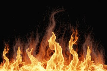 Realistic flames dancing in the dark, creating a bright and vibrant glow