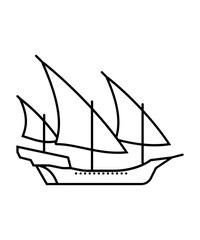 Simple outline drawing of a sailing ship