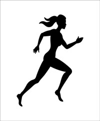 Woman Runner Silhouette with Ponytail Mid Stride Run