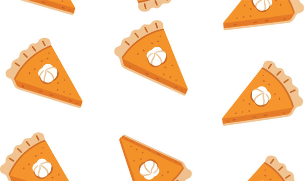 Seamless pattern of delicious pumpkin pie slices festive autumn dessert background vector