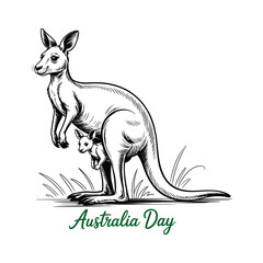 Kangaroo with Joey Illustration for Australia Day