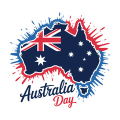 Australia Day Map with Flag and Splatter Design