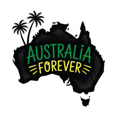 Australia Forever Palm Trees Map Graphic