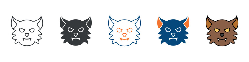 Werewolf Icon Set Multiple Style Collection