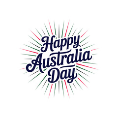 Fototapeta premium Happy Australia Day Calligraphy with Burst Effect