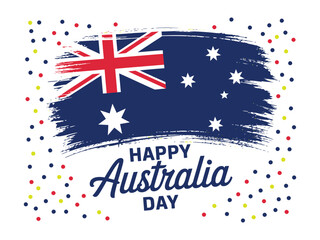 Happy Australia Day with Flag and Confetti