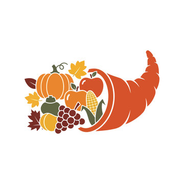 Autumn cornucopia harvest bounty rich fruits vegetables and leaves festive fall symbol vector