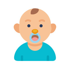 Illustration of a baby with pacifier on black background