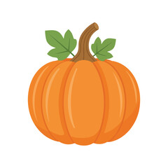 Vibrant autumn pumpkin with green leaves perfect for fall harvest and halloween decor vector