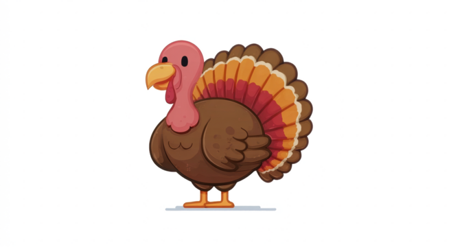 Cartoon turkey illustration cute vector animal for Thanksgiving isolated on white background