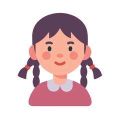 Illustration of a girl with braids against black background