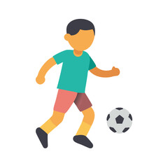 Obraz premium Flat icon of a child playing soccer actively
