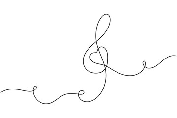Creative music icon continuous one line drawing white background minimalist elegant melody audio outline vector illustration