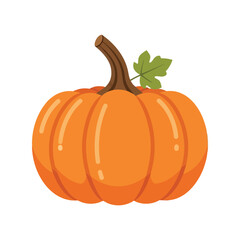 Vibrant orange pumpkin with green leaf stem for autumn harvest season celebration vector