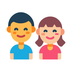Flat style cartoon illustration of a boy and girl